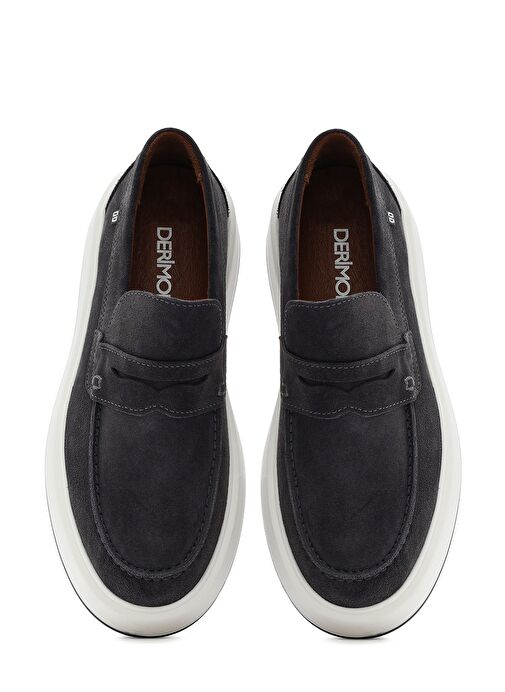 Erkek Gri Süet Deri Casual Loafer 25SFD707310 - Görsel 8