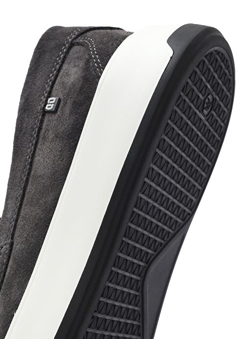 Erkek Gri Süet Deri Casual Loafer 25SFD707310 - Görsel 9