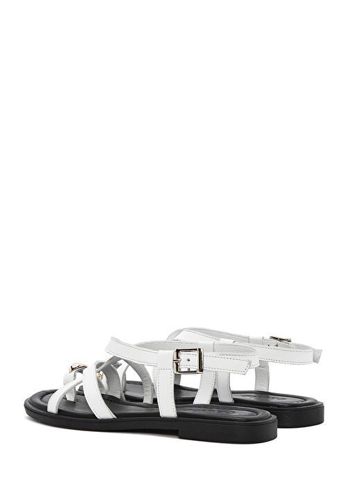 Kadın Beyaz Bilekten Tokalı Deri Sandalet 25SFD362918 - Görsel 6