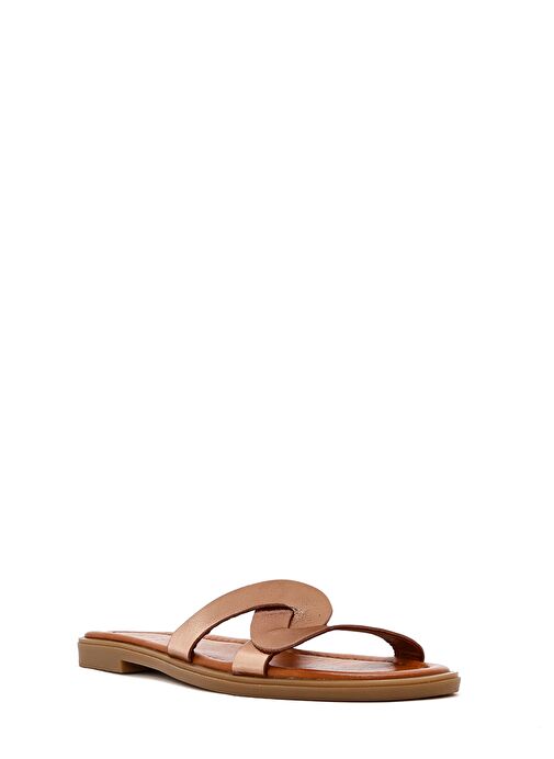 Kadın Altın Metalik Deri Terlik 25SFD361532 - Görsel 7