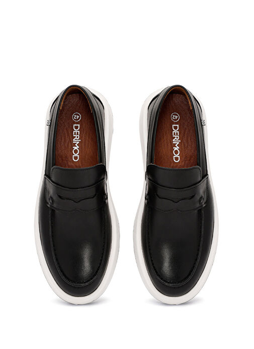 Erkek Siyah Kalın Tabanlı Deri Casual Loafer 25SFD707318 - Görsel 8