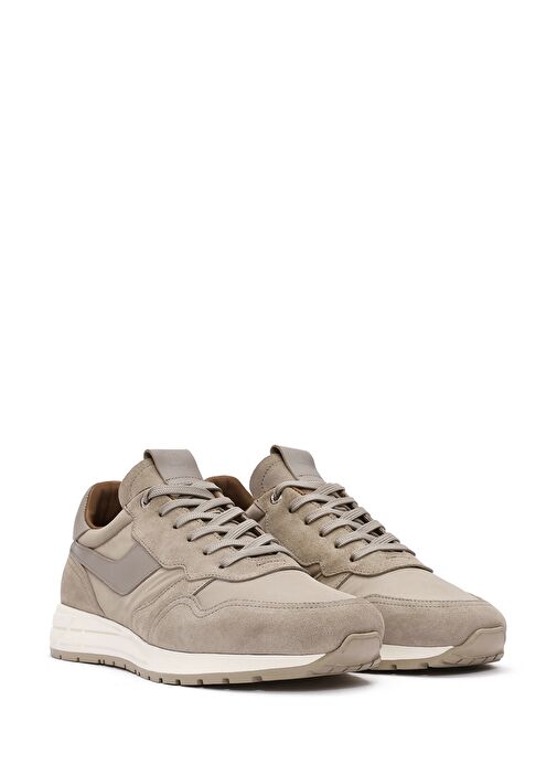 Erkek Bej Bağcıklı Deri Sneaker 25SFD707414 - Görsel 4