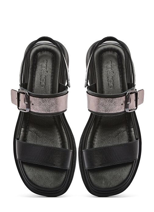 Kadın Siyah Tokalı Deri Sandalet 25SFD363014 - Görsel 8