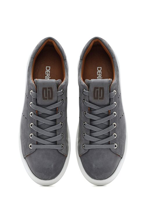 Erkek Gri Bağcıklı Süet Deri Sneaker 25SFD707510 - Görsel 8