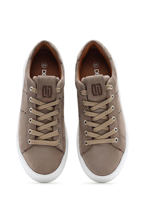 Erkek Vizon Bağcıklı Nubuk Deri Sneaker 25SFD7075V3 - Görsel 8