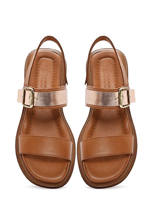 Kadın Taba Tokalı Deri Sandalet 25SFD363014 - Görsel 8