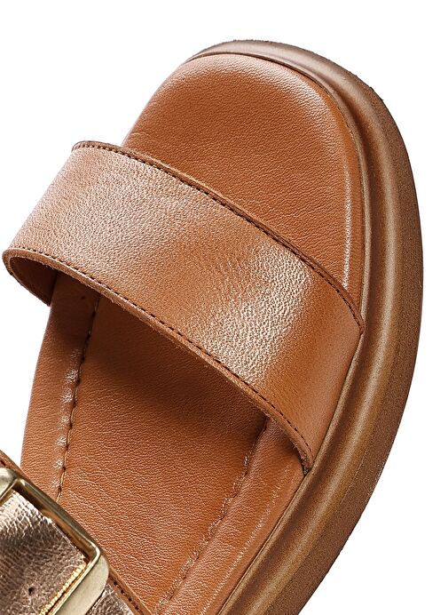 Kadın Taba Tokalı Deri Sandalet 25SFD363014 - Görsel 9