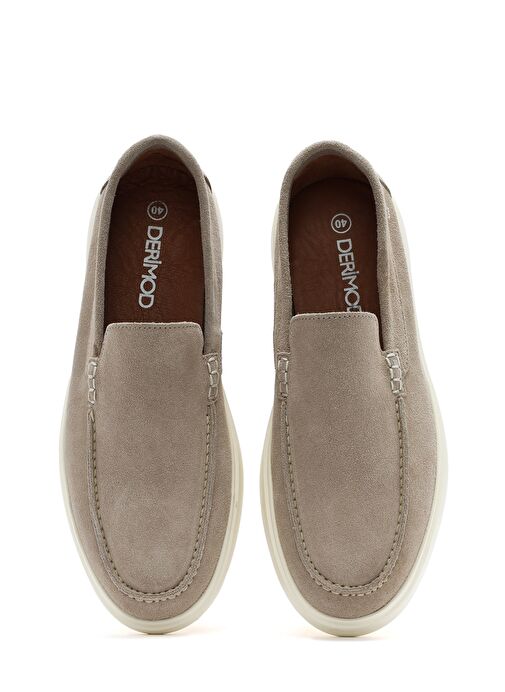 Erkek Bej Süet Deri Casual Loafer 25SFD707610 - Görsel 7