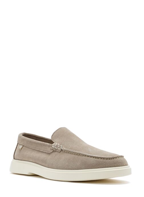 Erkek Bej Süet Deri Casual Loafer 25SFD707610 - Görsel 8