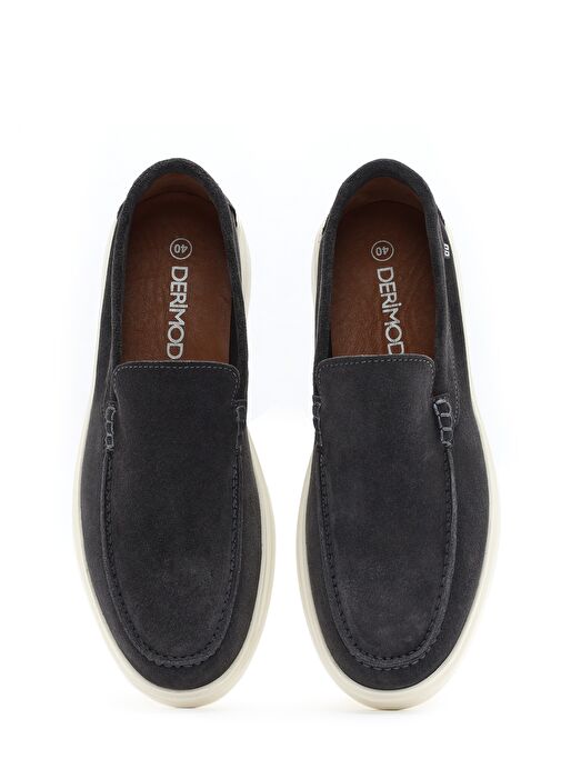Erkek Gri Süet Deri Casual Loafer 25SFD707610 - Görsel 7