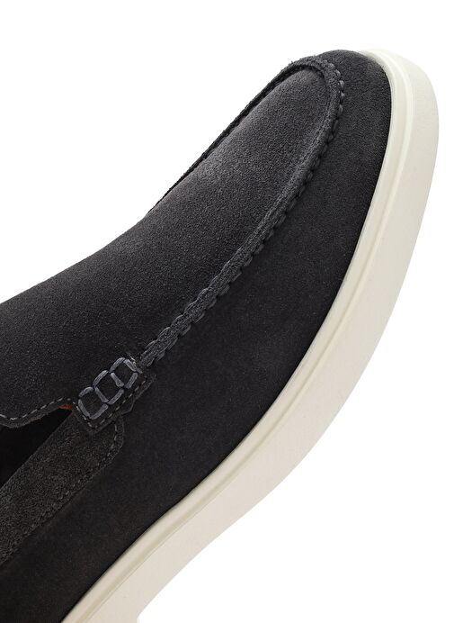 Erkek Gri Süet Deri Casual Loafer 25SFD707610 - Görsel 9