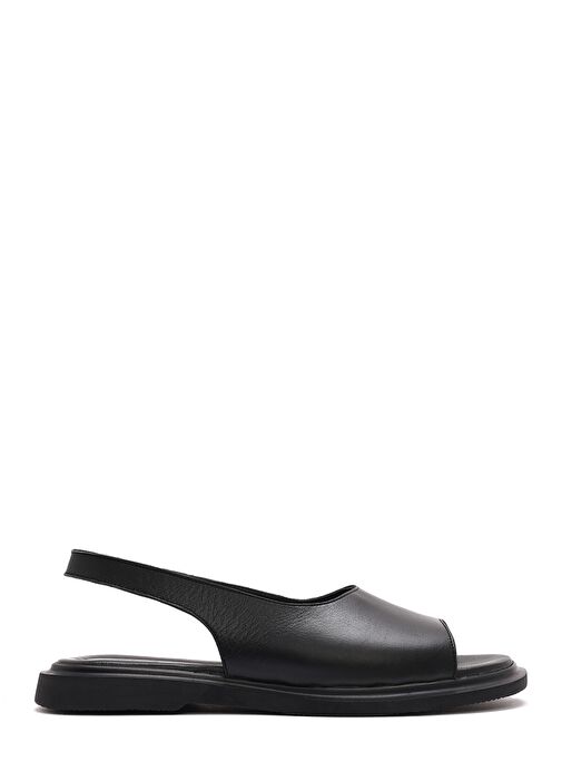 Kadın Siyah Deri Sandalet 25SFD363218 - Görsel 2