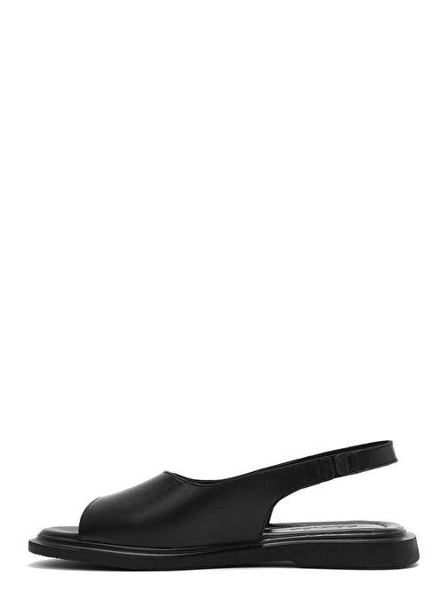 Kadın Siyah Deri Sandalet 25SFD363218 - Görsel 3