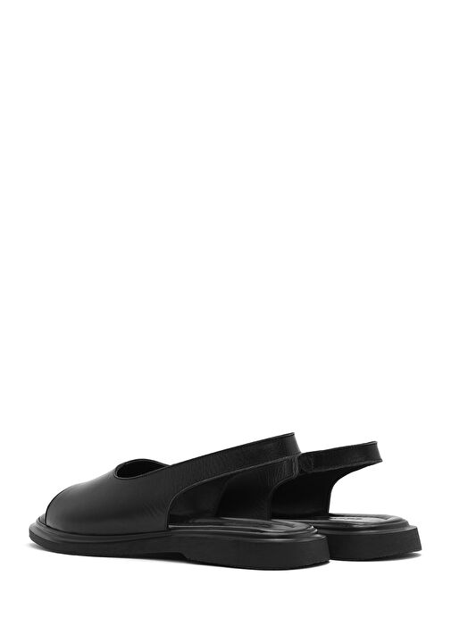 Kadın Siyah Deri Sandalet 25SFD363218 - Görsel 6