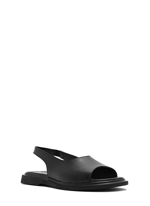 Kadın Siyah Deri Sandalet 25SFD363218 - Görsel 7