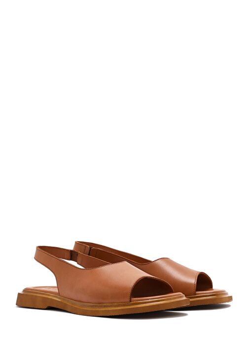 Kadın Taba Deri Sandalet 25SFD363218 - Görsel 4