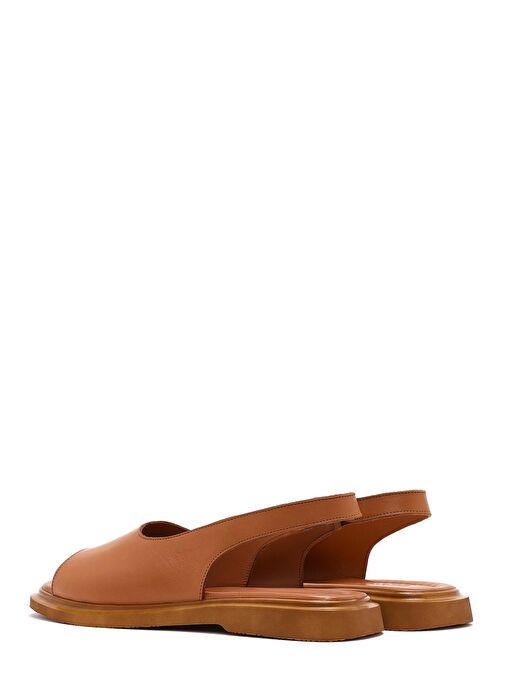 Kadın Taba Deri Sandalet 25SFD363218 - Görsel 6