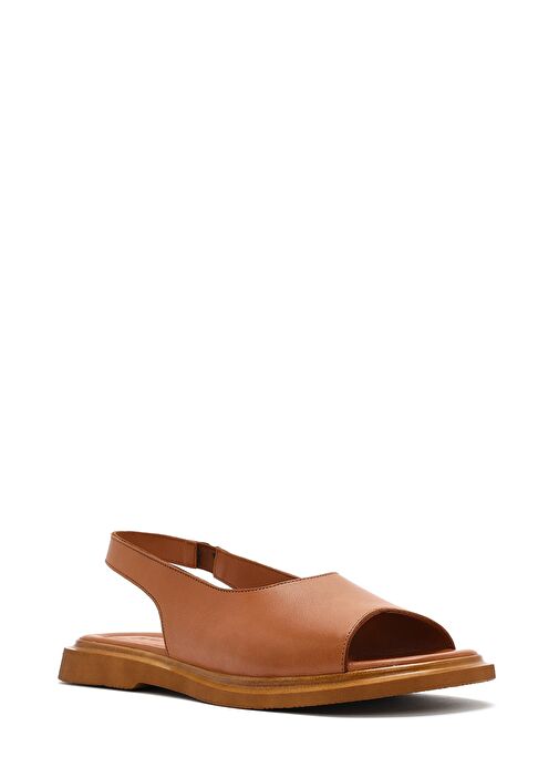 Kadın Taba Deri Sandalet 25SFD363218 - Görsel 7