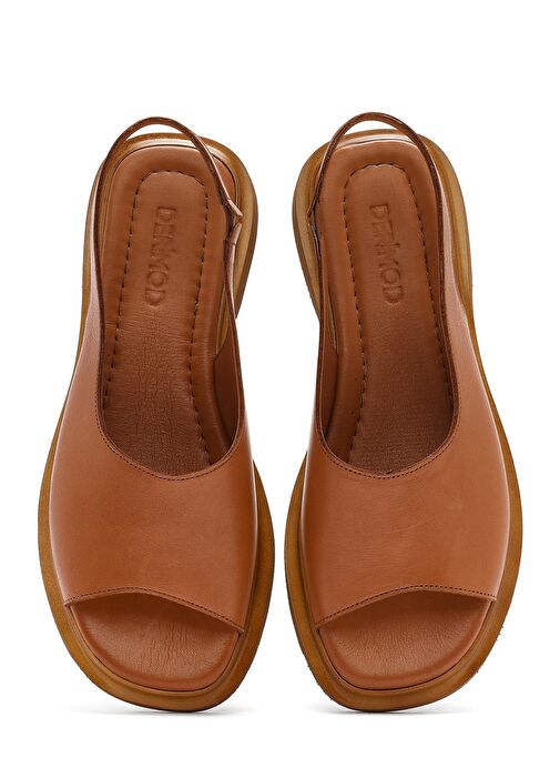 Kadın Taba Deri Sandalet 25SFD363218 - Görsel 8