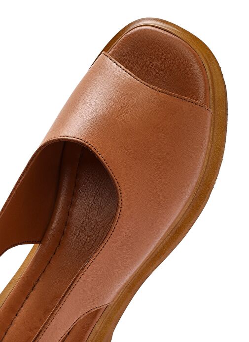 Kadın Taba Deri Sandalet 25SFD363218 - Görsel 9