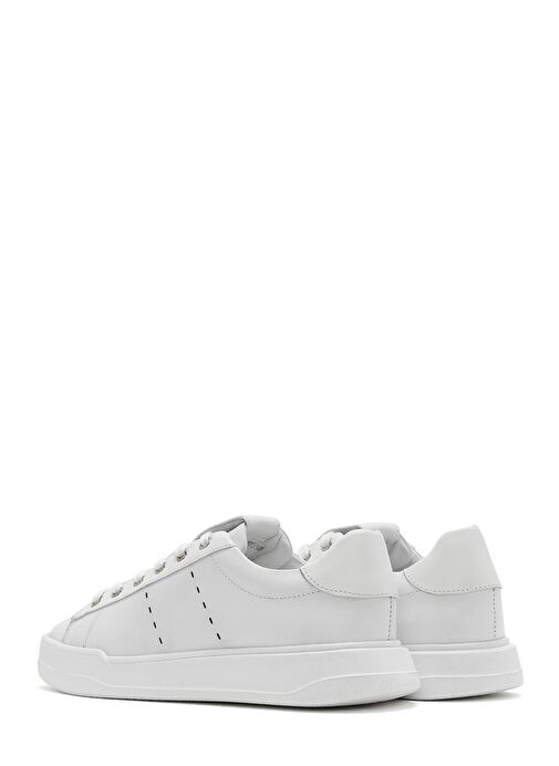 Erkek Beyaz Bağcıklı Deri Sneaker 25SFD707518 - Görsel 6