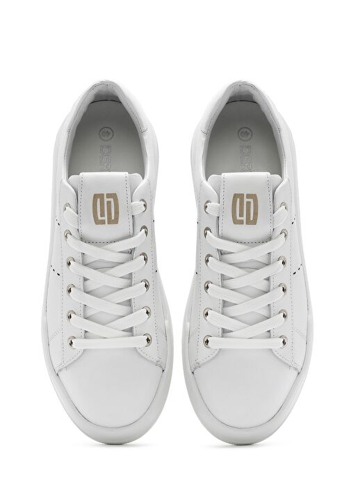 Erkek Beyaz Bağcıklı Deri Sneaker 25SFD707518 - Görsel 8