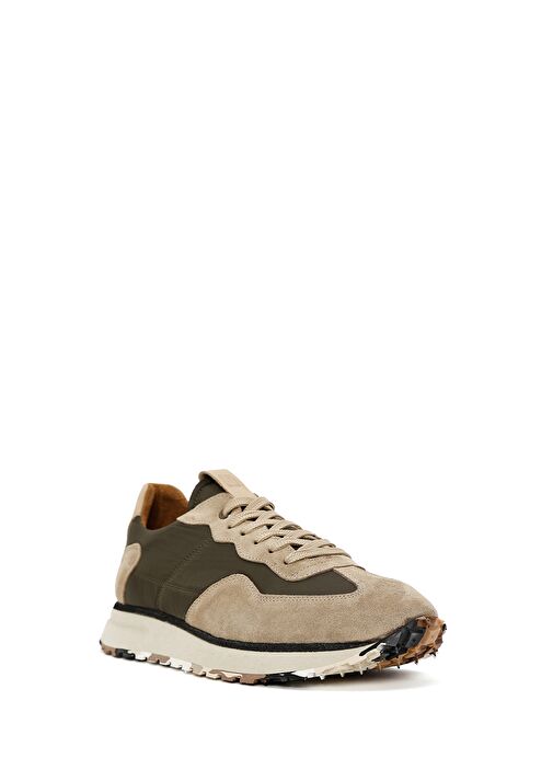 Erkek Vizon Bağcıklı Deri Sneaker 25SFD707714 - Görsel 7