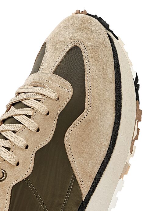 Erkek Vizon Bağcıklı Deri Sneaker 25SFD707714 - Görsel 9