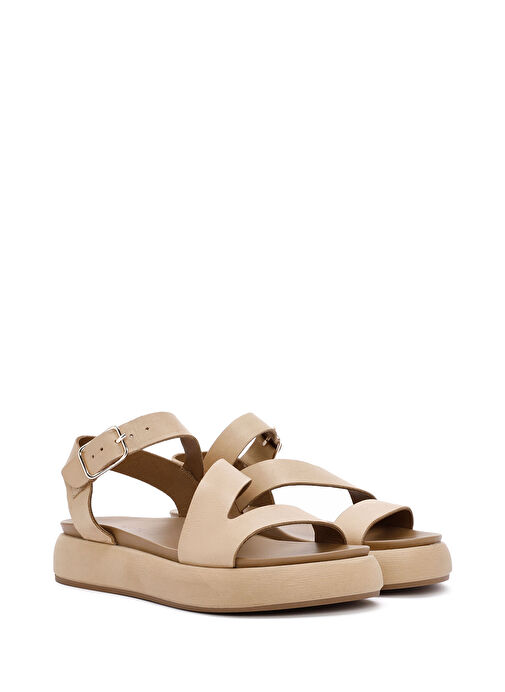 Derimod Derimod Kadın Kahverengi Bilekten Bantlı Kalın Tabanlı Deri Sandalet 25SFD550018 Sandalet & Terlik | Boyner Kahverengi - 4. görsel