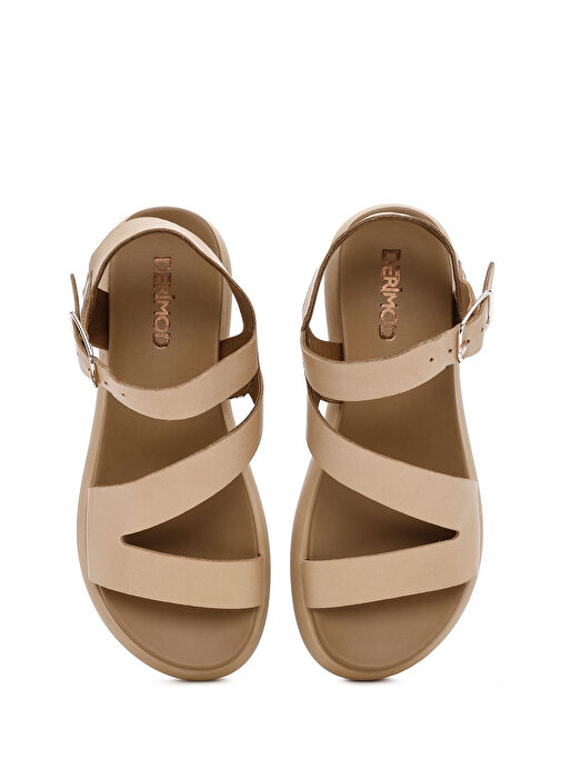 Derimod Derimod Kadın Kahverengi Bilekten Bantlı Kalın Tabanlı Deri Sandalet 25SFD550018 Sandalet & Terlik | Boyner Kahverengi - 8. görsel