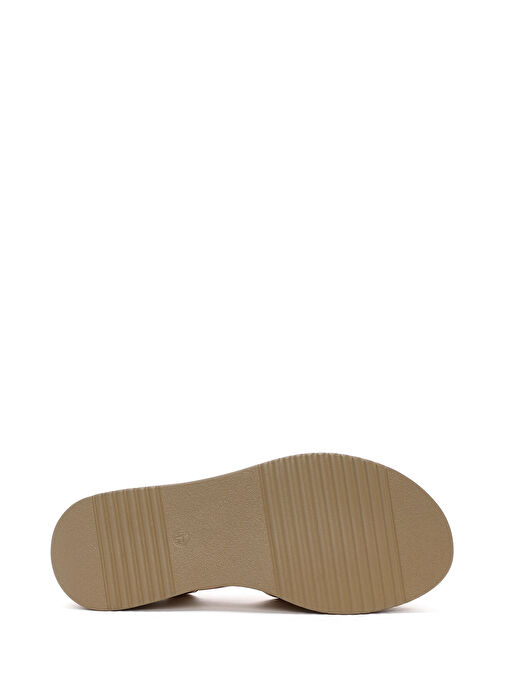 Kadın Taba Bilekten Bantlı Kalın Tabanlı Deri Sandalet 25SFD550118 - Görsel 5