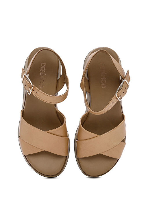 Kadın Taba Bilekten Bantlı Kalın Tabanlı Deri Sandalet 25SFD550118 - Görsel 8