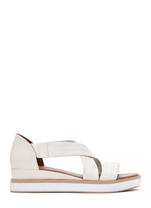Kadın Krem Kalın Tabanlı Deri Sandalet 25SFD550218 - Görsel 2