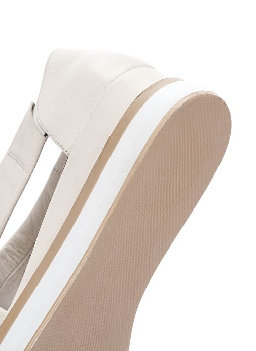 Kadın Krem Kalın Tabanlı Deri Sandalet 25SFD550218 - Görsel 9