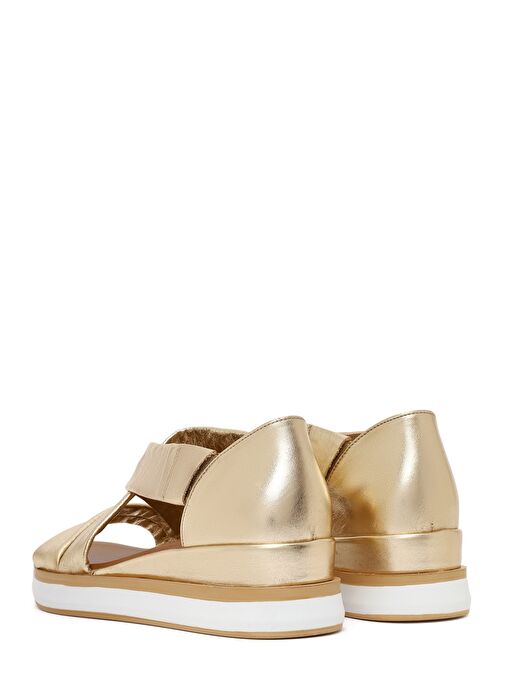 Kadın Altın Kalın Tabanlı Deri Sandalet 25SFD550232 - Görsel 6