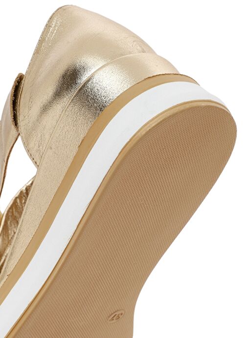 Kadın Altın Kalın Tabanlı Deri Sandalet 25SFD550232 - Görsel 9