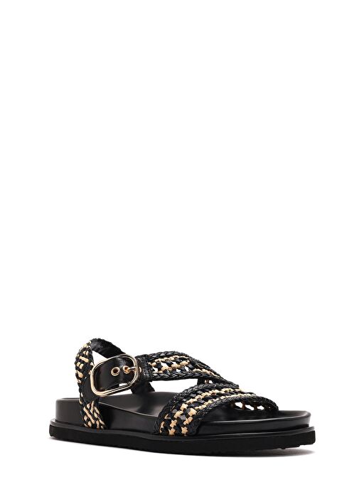 Derimod Derimod Kadın Siyah Bantlı Hasır Deri Sandalet 25SFD5507M7 Sandalet & Terlik | Boyner Siyah - 7. görsel