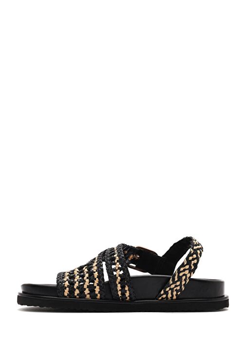 Derimod Derimod Kadın Siyah Bantlı Hasır Deri Sandalet 25SFD5507M7 Sandalet & Terlik | Boyner Siyah - 3. görsel