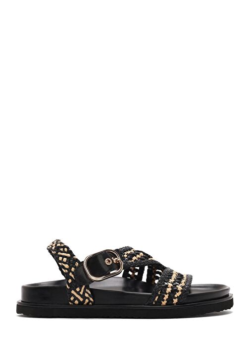 Derimod Derimod Kadın Siyah Bantlı Hasır Deri Sandalet 25SFD5507M7 Sandalet & Terlik | Boyner Siyah - 2. görsel