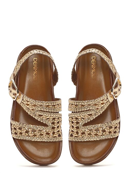 Derimod Derimod Kadın Altın Bantlı Hasır Deri Sandalet 25SFD5507M7 Sandalet & Terlik | Boyner Altın - 8. görsel