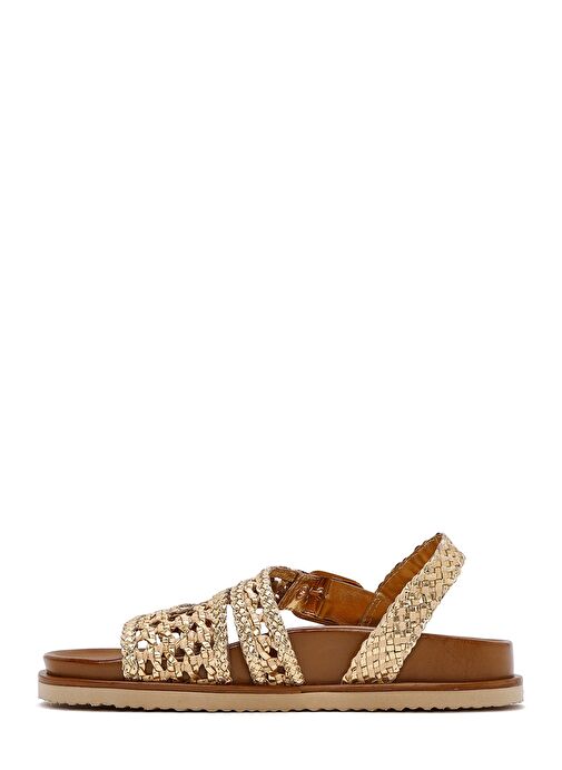 Derimod Derimod Kadın Altın Bantlı Hasır Deri Sandalet 25SFD5507M7 Sandalet & Terlik | Boyner Altın - 3. görsel