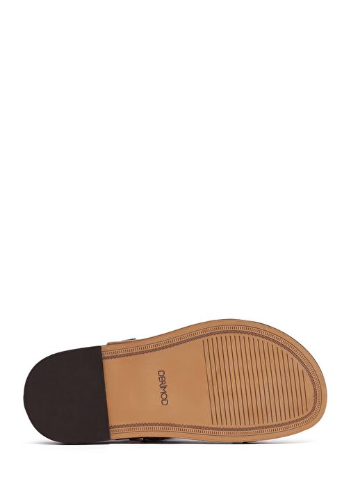 Kadın Vizon Taşlı Süet Deri Sandalet 25SFD550810 - Görsel 5