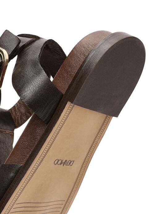 Kadın Kahverengi Bilekten Bantlı Deri Sandalet 25SFD550918 - Görsel 9