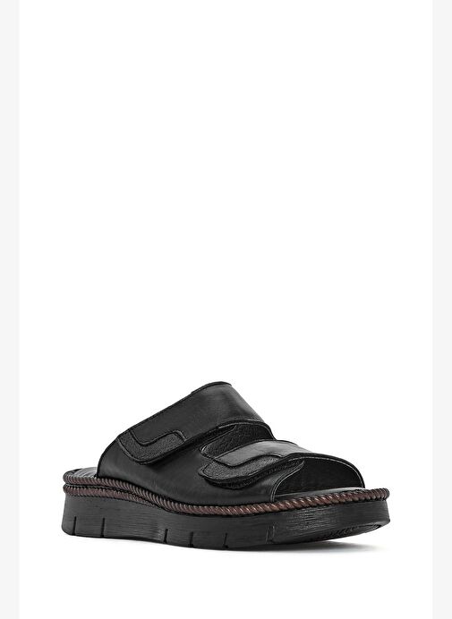 Derimod Derimod Kadın Siyah Çift Bantlı Deri Comfort Terlik 25SFD320918 Boyner'de! Siyah - 7. görsel