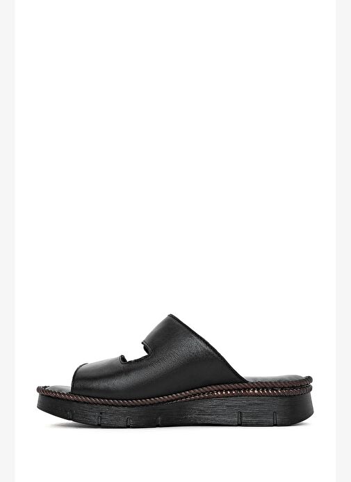 Derimod Derimod Kadın Siyah Çift Bantlı Deri Comfort Terlik 25SFD320918 Boyner'de! Siyah - 3. görsel