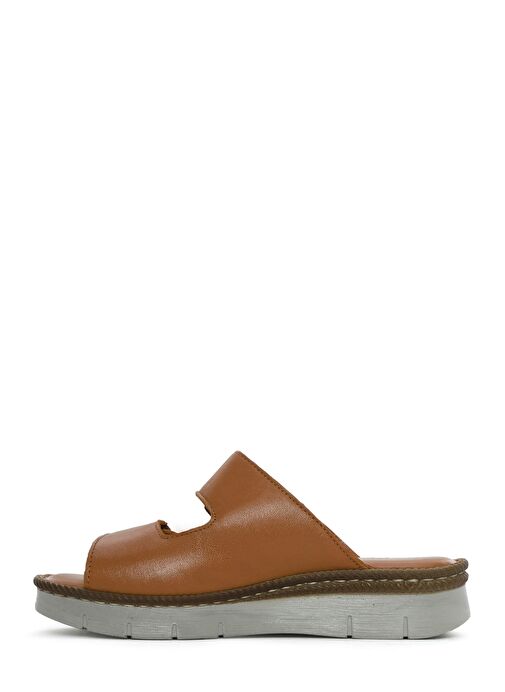 Kadın Taba Çift Bantlı Deri Comfort Terlik 25SFD320918 - Görsel 3