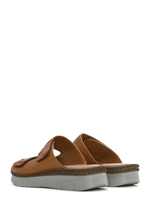 Kadın Taba Çift Bantlı Deri Comfort Terlik 25SFD320918 - Görsel 6