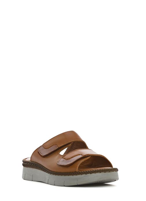 Kadın Taba Çift Bantlı Deri Comfort Terlik 25SFD320918 - Görsel 7