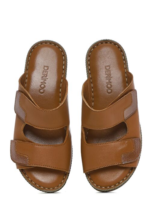 Kadın Taba Çift Bantlı Deri Comfort Terlik 25SFD320918 - Görsel 8