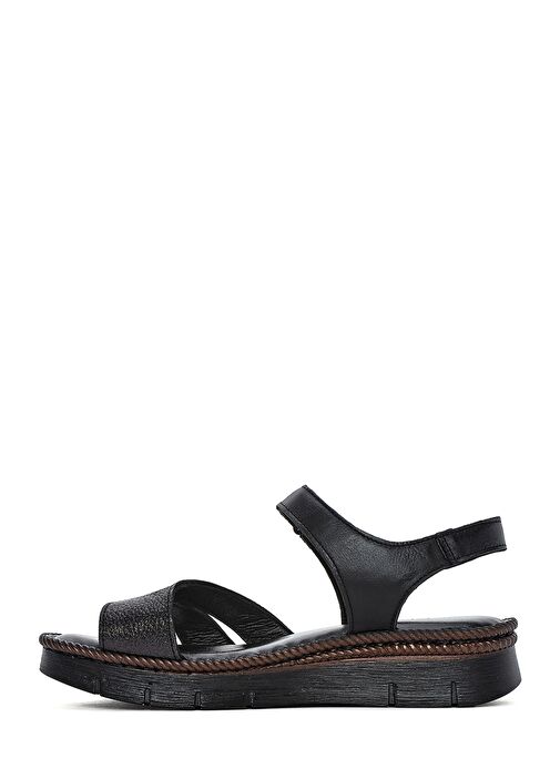 Derimod Derimod Kadın Siyah Bantlı Deri Comfort Sandalet 25SFD321114 Sandalet & Terlik | Boyner Siyah - 3. görsel